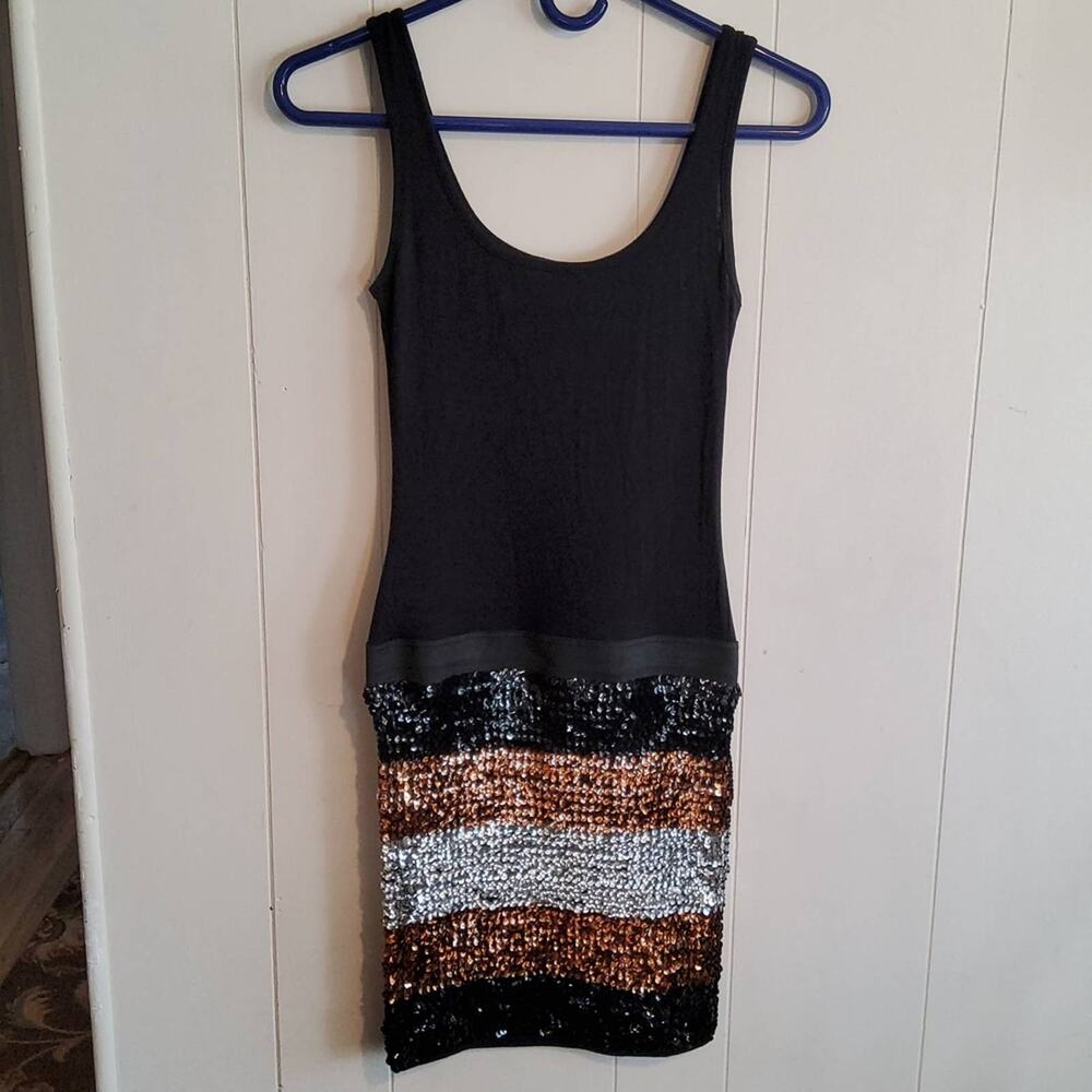 Fifth culture black, copper and silver sequined tank dress